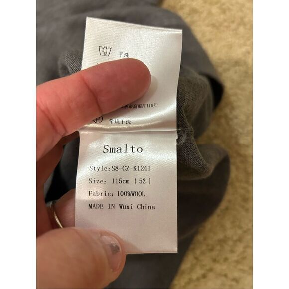 Smalto by Collection 100% merino wool men’s sweater charcoal gray size 52 NEW - Picture 7 of 9